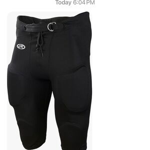 New, Rawlings Black Youth FPPI Football Pants with Integrated Pads